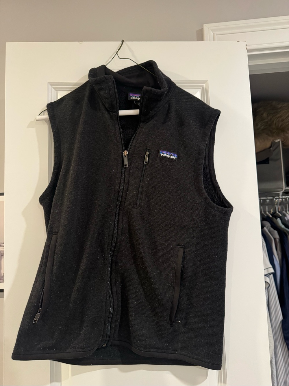 Patagonia Black Fleece Vest with Chest Logo
